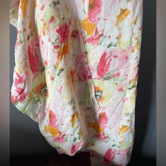 Fairycore Chiffon Set L-XL Watercolor Floral Duster & Pants Ethereal - Picture 8 of 16
